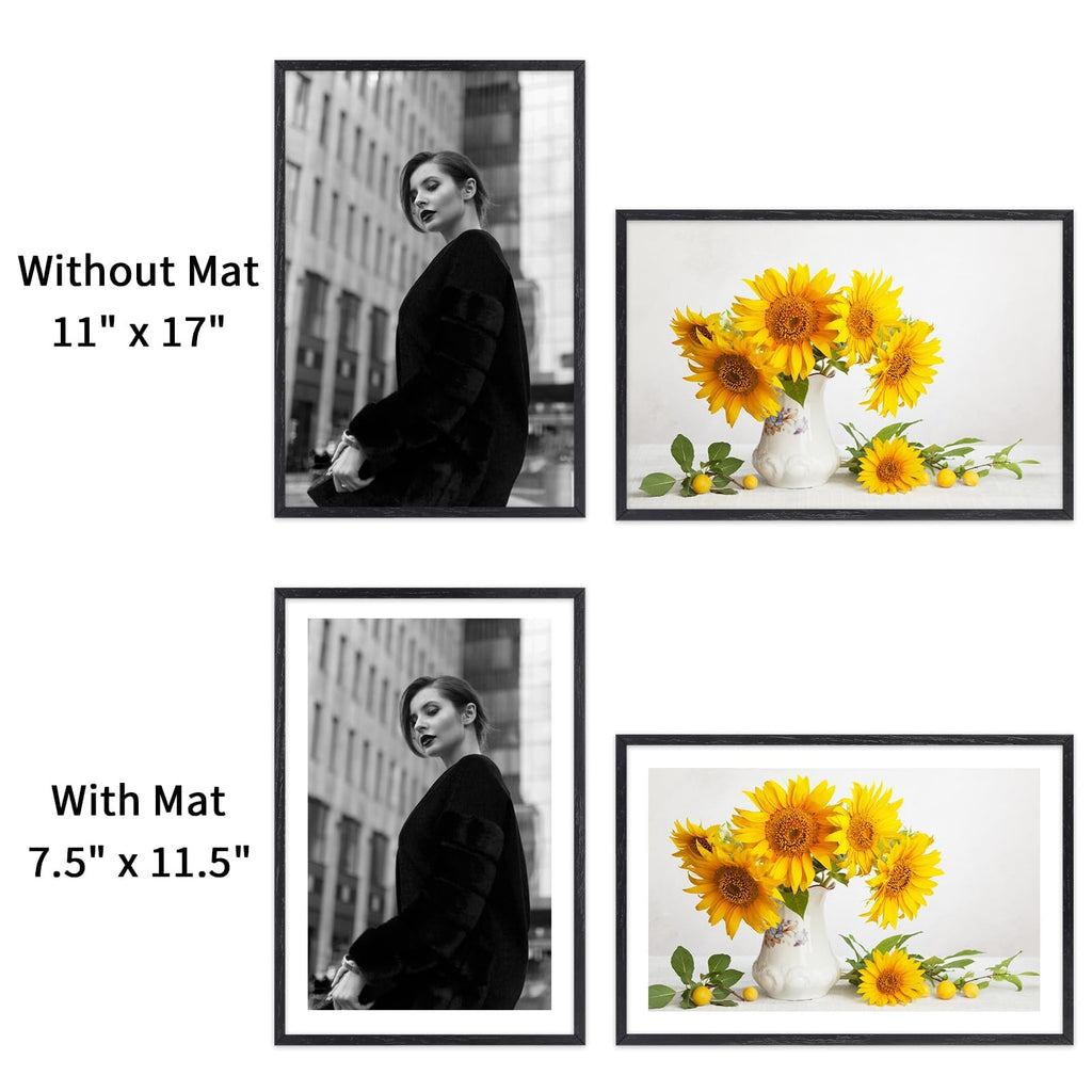 11x17 Solid Oak Wood Picture Frame, Black, 1 Pack