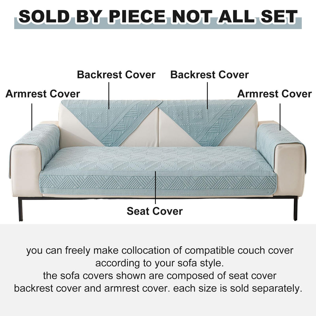 Boho Cotton Quilted Sofa Couch Cover Washable Soft Non Slip Sectional Couch Covers Floral Embroidery Sofa Slipcover