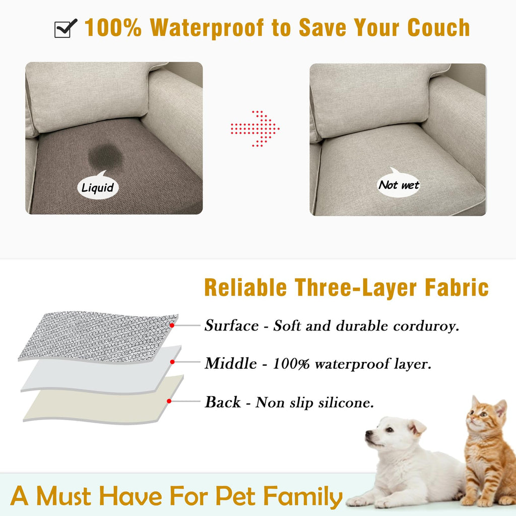 Couch Arm Covers, Waterproof Armrest Cover for Sofa, Loveseat, Armchair, Non-Slip Recliner Arm Cover, Sofa Arm