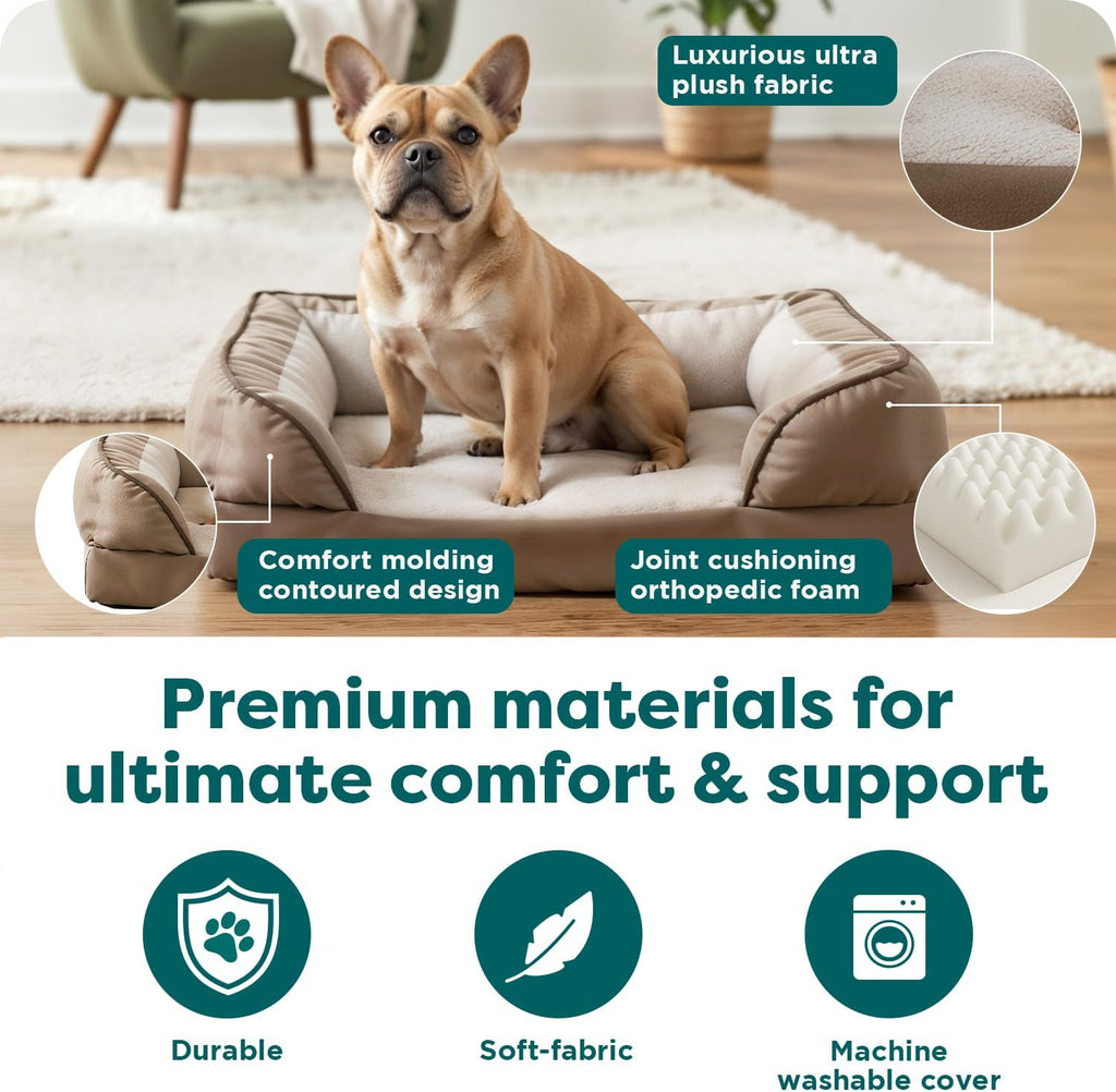 Orthopedic Dog Bed for Medium Dogs, Perfect Comfort Sofa with Removable Bolsters with Orthopedic Egg Crate Foam