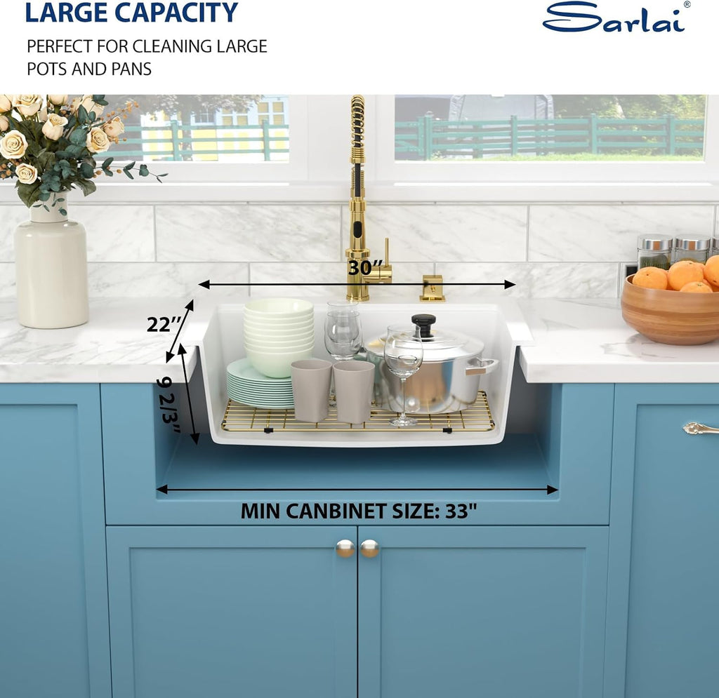 30 Granite Composite White Drop In Workstation Sinks