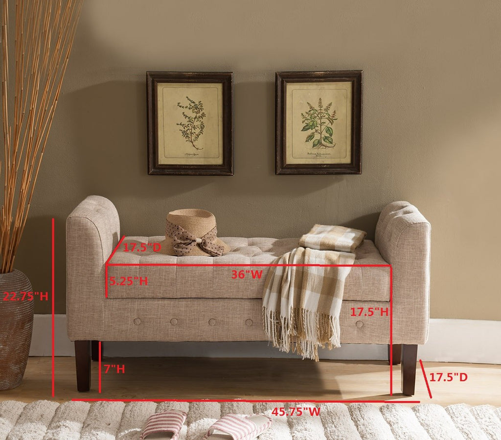 Tufted Design Upholstered Storage Bench Ottoman