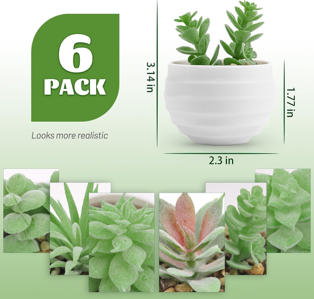 6 Pack Succulents Fake Plants Bathroom Home Decor