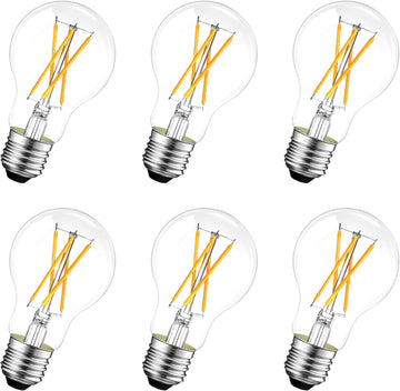 A19 E26 LED Light Bulbs 60 Watt Equivalent, Dimmable Edison Bulbs 2700K