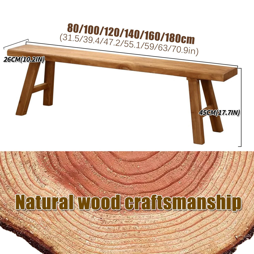 Farmhouse Indoor Solid Wooden Noodle Bench - Rustic Entry Way Benches Seat, Maximum Load, Handcraft Finshed