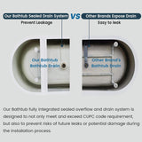 67 Inch Acrylic Freestanding Bathtub, Deep Soaking Tub with Non-Slip Base, CUPC Certified Free Standing Tub, Chrome