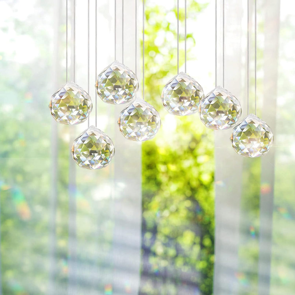 Sun Catcher with Chain & Hook for Easy Hanging - 4 Pack 40mm Rainbow Maker Prism
