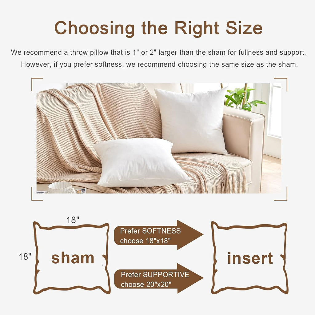 Organic Feather Down Throw Pillow Inserts 22x22 Inch - Set of 2
