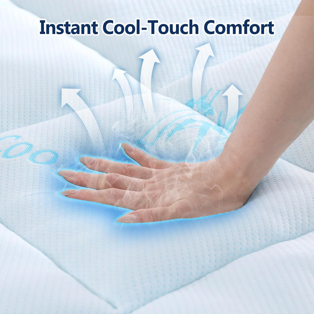 100% Waterproof Full Mattress Topper, Viscose Derived from Bamboo | Cooling Pillow Top Memory Foam Mattress Topper