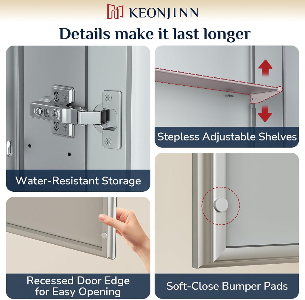 30 x 26 Inch Bathroom Medicine Cabinet with Mirror, Ample Storage | Assembly Needed, Freely Adjustable Shelves