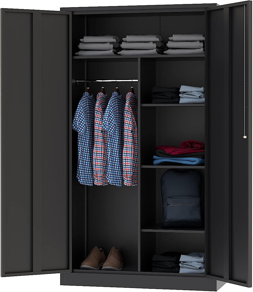 Metal Storage Cabinets Locker with Lock Door, 72'' Clothing Coat Steel Storage Freestanding Wardrobe , School