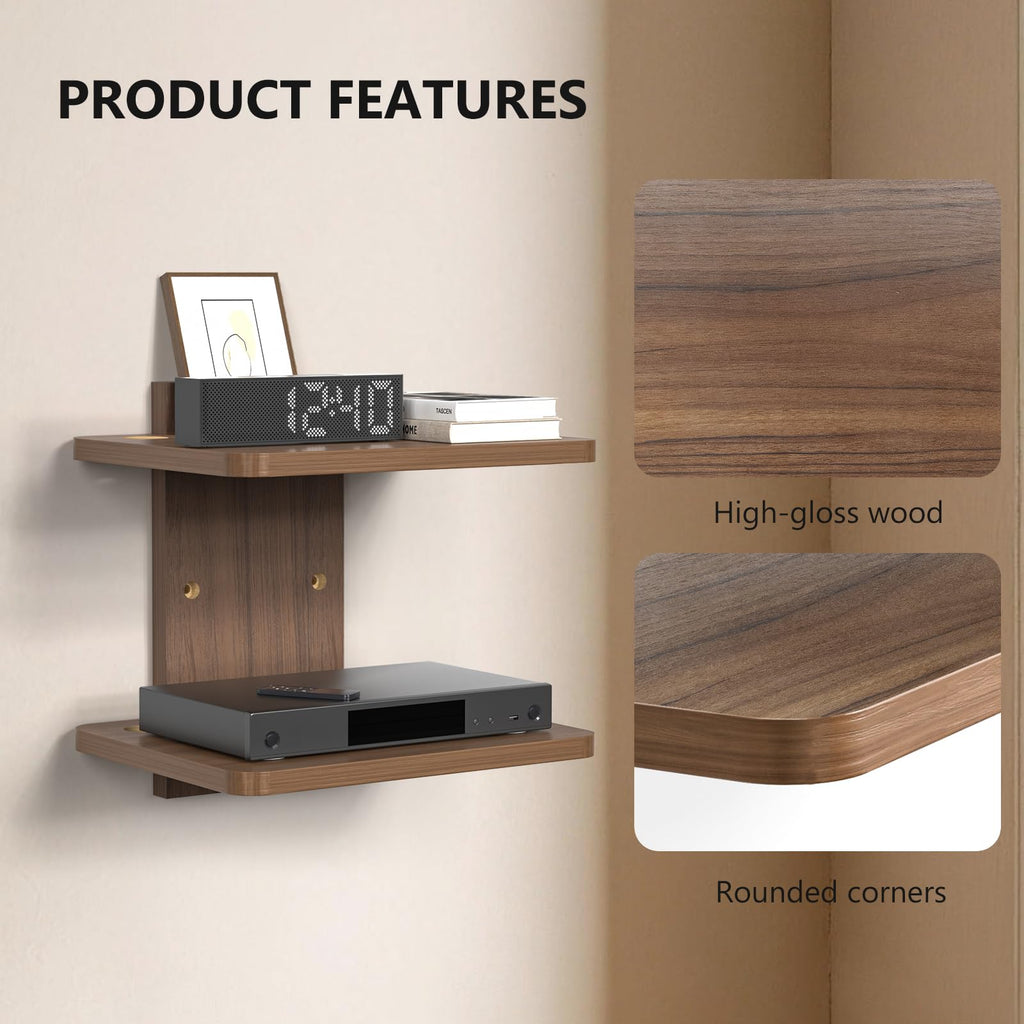 2 Tier Floating TV Wall Shelf for Projector, DVD Player