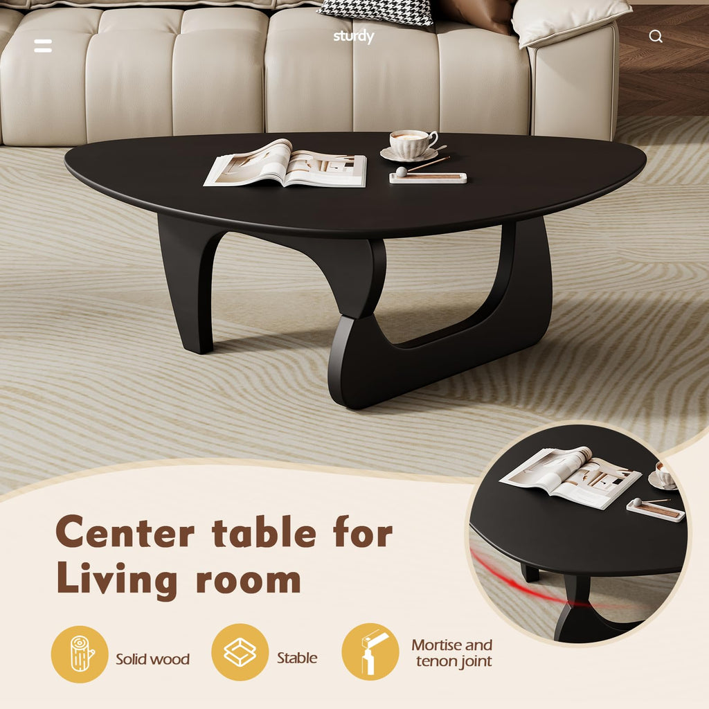 Mid Century Modern Coffee Table - Black Wooden Coffee Table, Center Table Suitable Living Room Reception Office