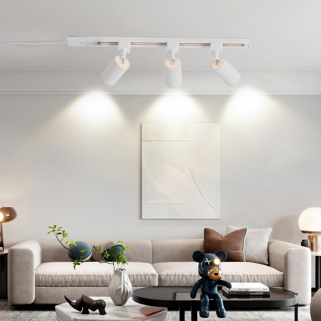 Dimmable Plug in Track Lighting with Power Cord, 3-Light White