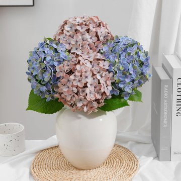 4 Pack Artificial Hydrangeas, Real Touch 18 Inch Stems
