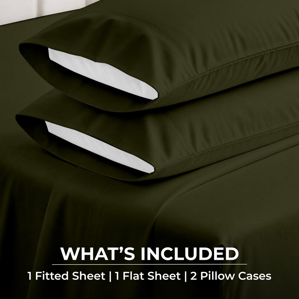 Queen Sheet Set - 100% Egyptian Cotton Sheets for Queen Size Bed, 600 Thread Count Sateen Weave, Cooling &