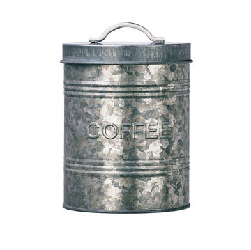 Rustic Kitchen Coffee Metal Canister | Galvanized Metal Storage Container with Handle | 76 Ounce Capacity | Coffee