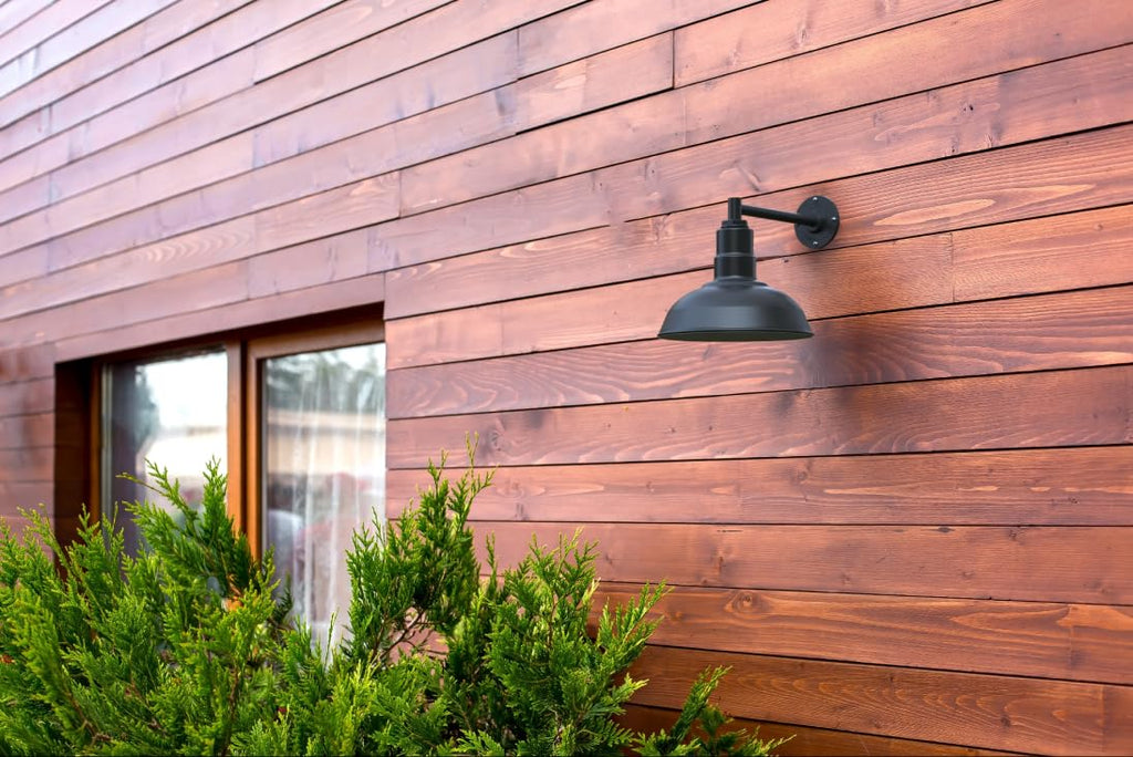 Dusk to Dawn | Westchester Barn Light | Outdoor Wall Mounted | 12 inch Dome | 16 inch Gooseneck| Warehouse Steel