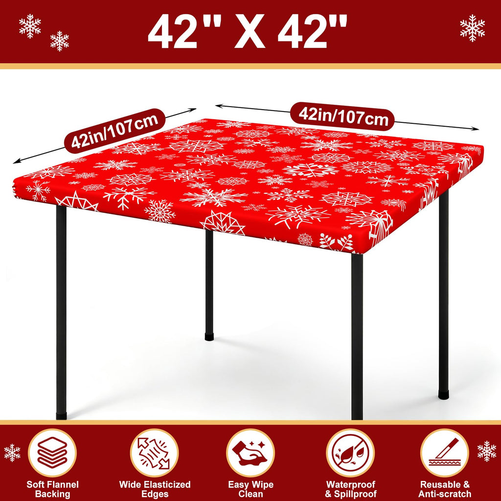 Christmas Table Cloth, Waterproof Plastic Table Cover for 3.5FT Table