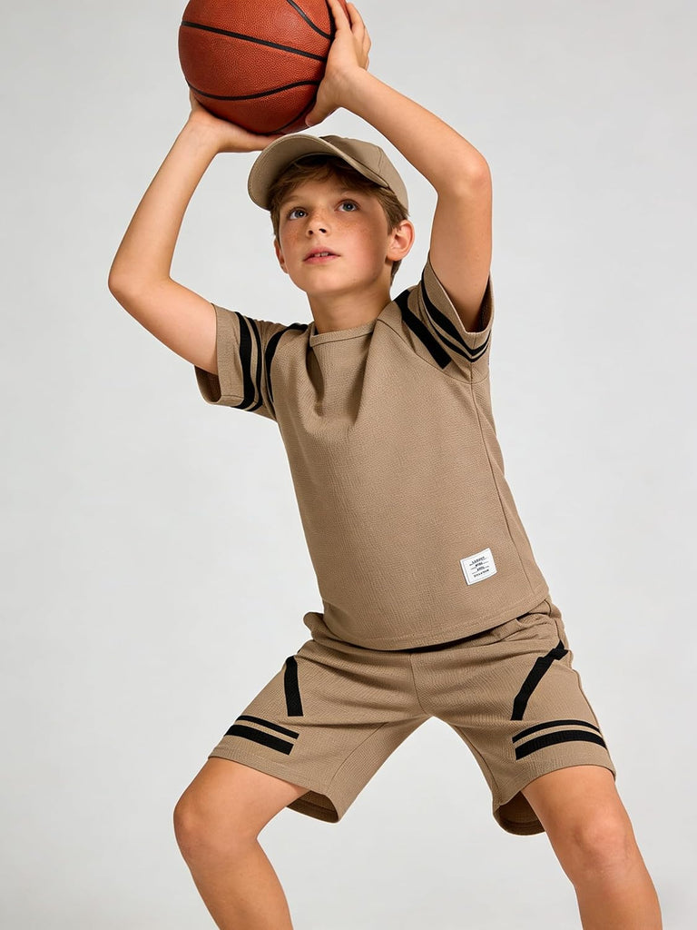 Tween Boys Clothes Summer Simple Print T-Shirt And Shorts Set 2 Pieces Teen Trendy Outfits