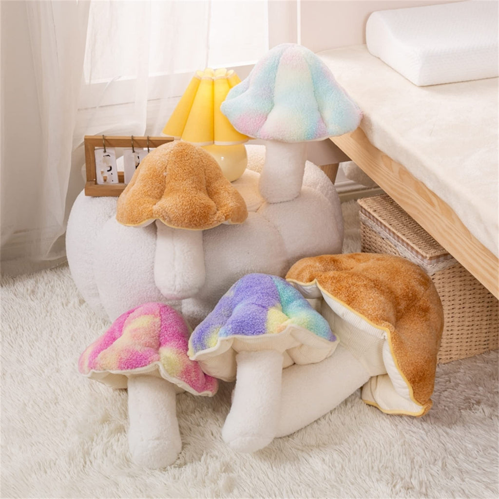 Mushroom Floor Pillow Sofa Cushion Home Decoration Reading Pillow (Purple, 32cm)