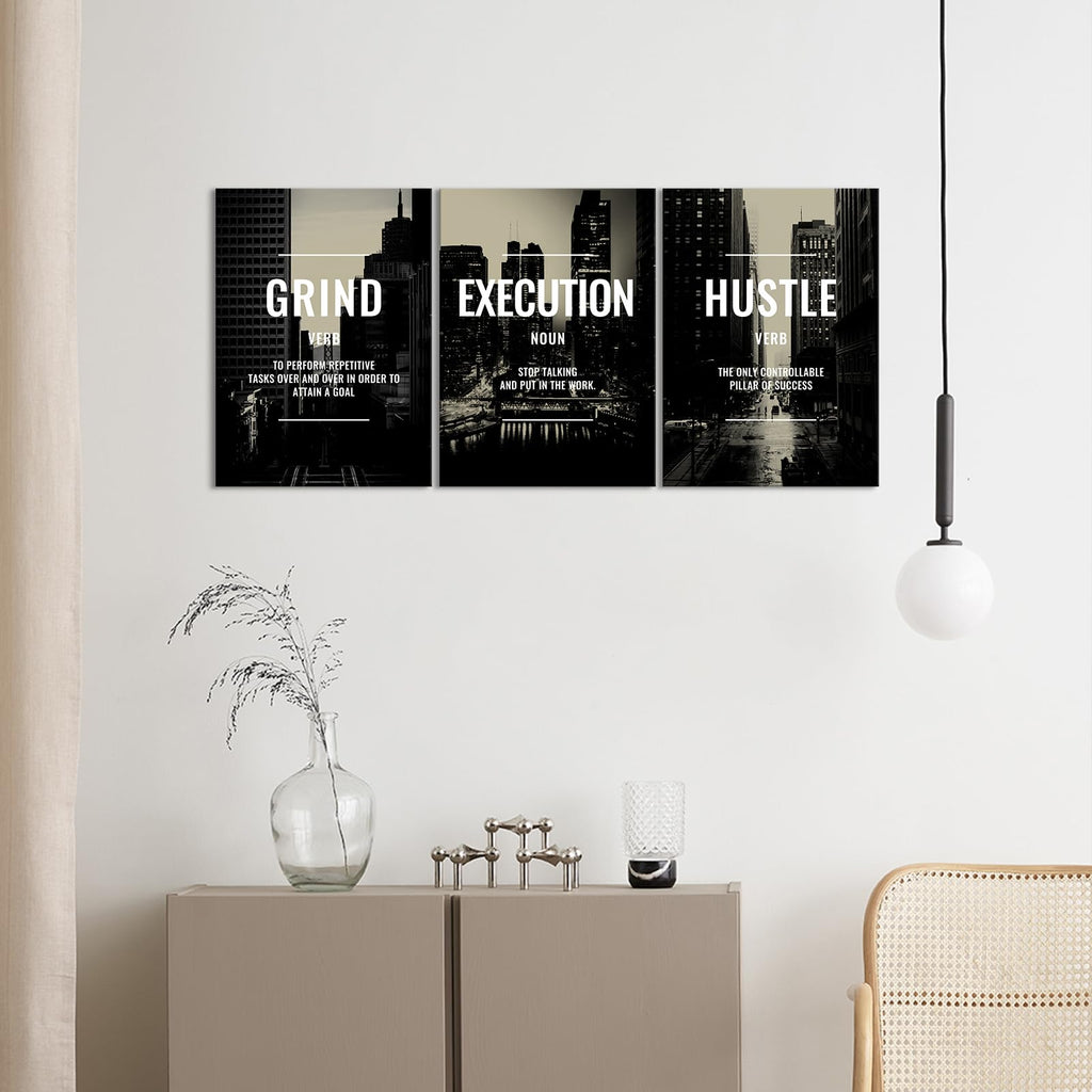 Motivational Wall Decor Framed Grind Hustle Execution Wall Art Inspirational Canvas Wall Decor Pictures Motivational
