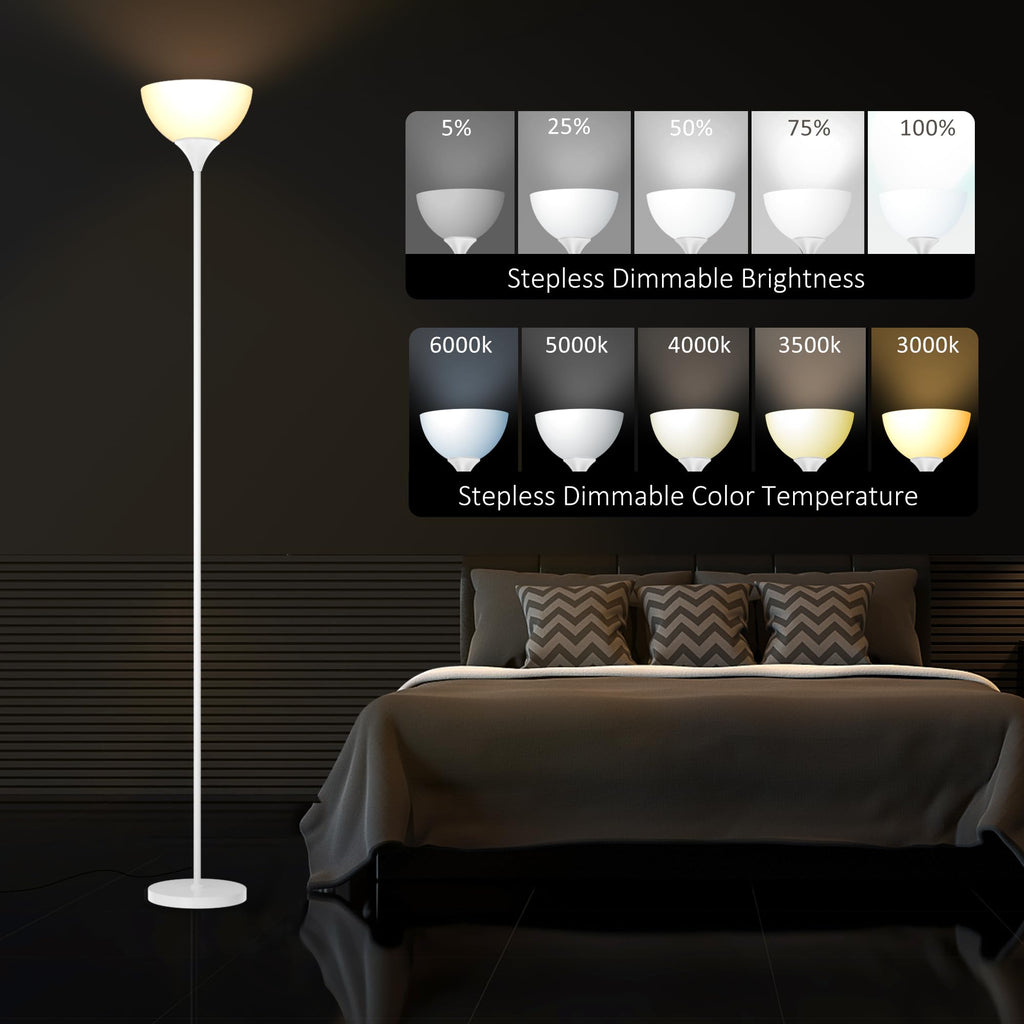 Floor Lamp, Remote Control, Stepless Brightness & Color Temperature