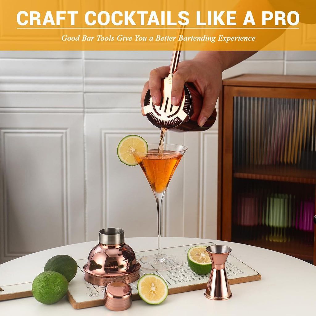 Bartender Kit Cocktail Shaker Set, Stainless Steel Cocktail Kit with Bar Accessories, 25oz Shaker Bar Set - Set of 12