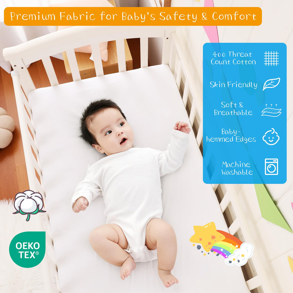 Crib Bed Skirt Dust Ruffle 100% Cotton - Natural, Soft, Breathable for Baby's Delicate Skin, Nursery Toddler Crib Bed