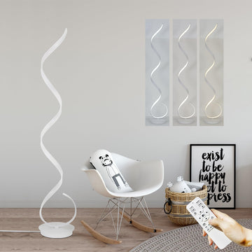 57inch Spiral LED Floor Lamp, 3 Light Color Remote Dimmable Torchiere Super Bright for Beside Living Rooms Offices