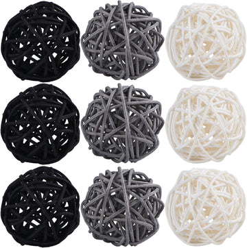 Inch Wicker Balls Decorations, Rattan Balls Decorative Decor DIY Vase Bowl Filler Ornament Baby Room Nursery - Set of 9