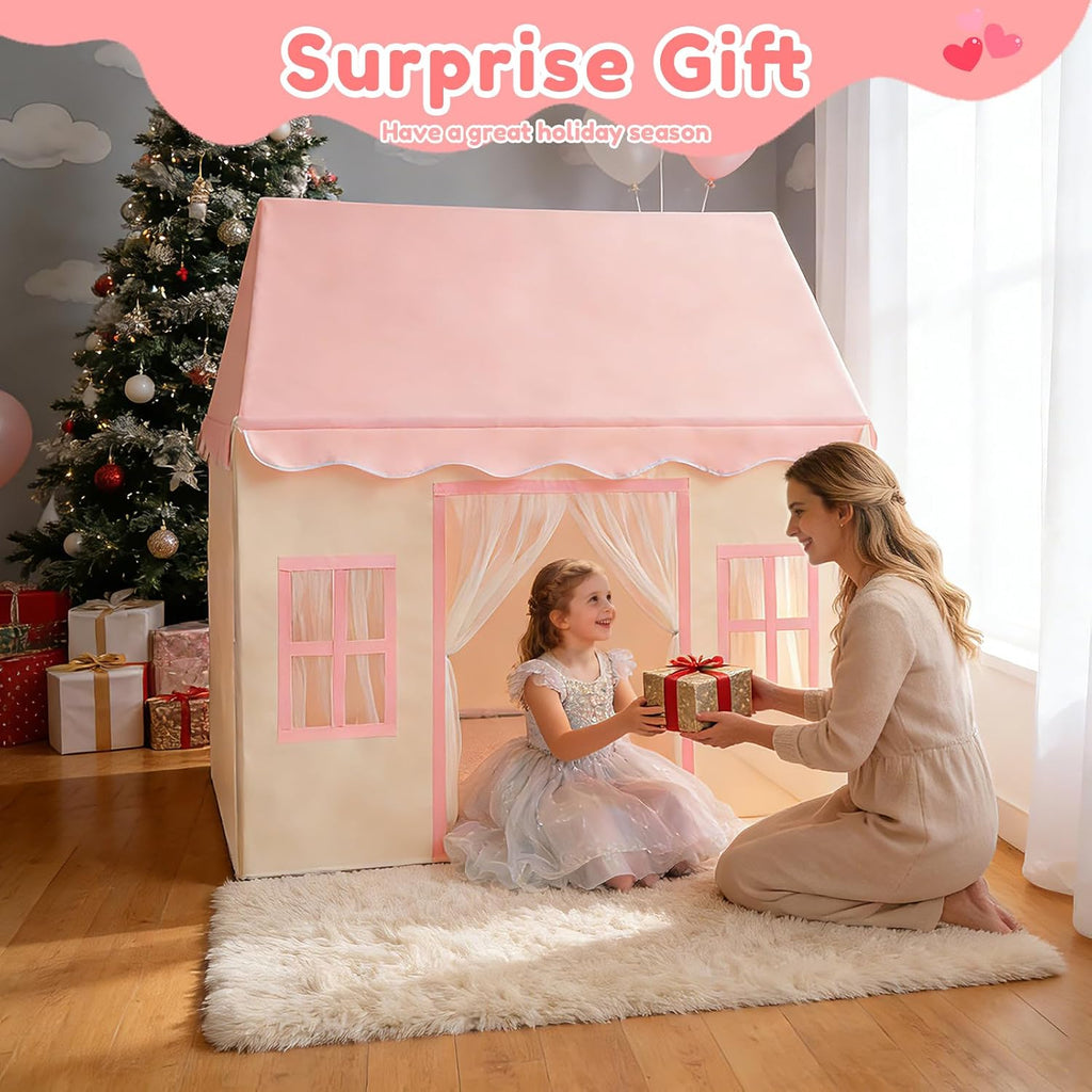 Large Kids Tent with Padded Mat Playhouse with Large Space for Toddlers Indoor Kids Play Tent for Girls Boys