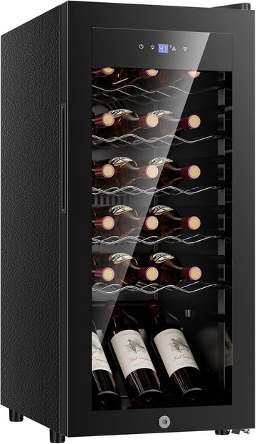 18 Bottle Compressor Wine Cooler Refrigerator，Freestanding Wine Fridge with Digi