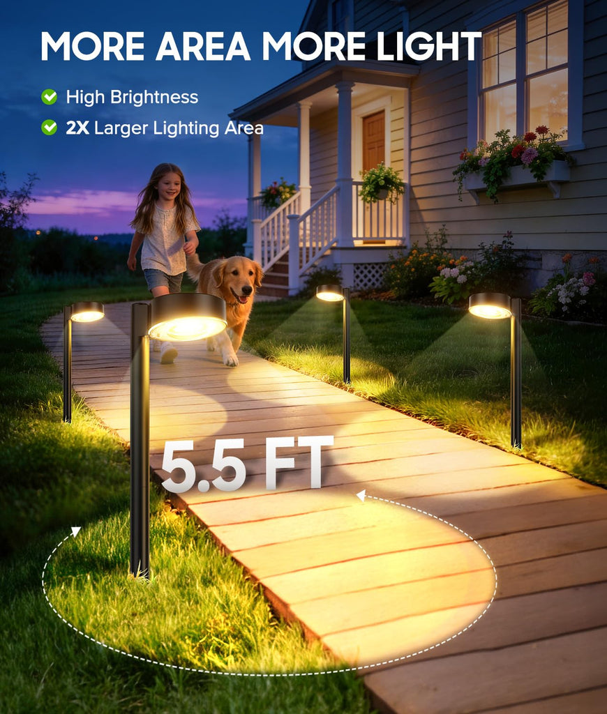 8 Pack Solar Pathway Lights Outdoor, Solar Powered Landscape Path Light with Larger LED Lens, Brighter Up to 12 Hrs