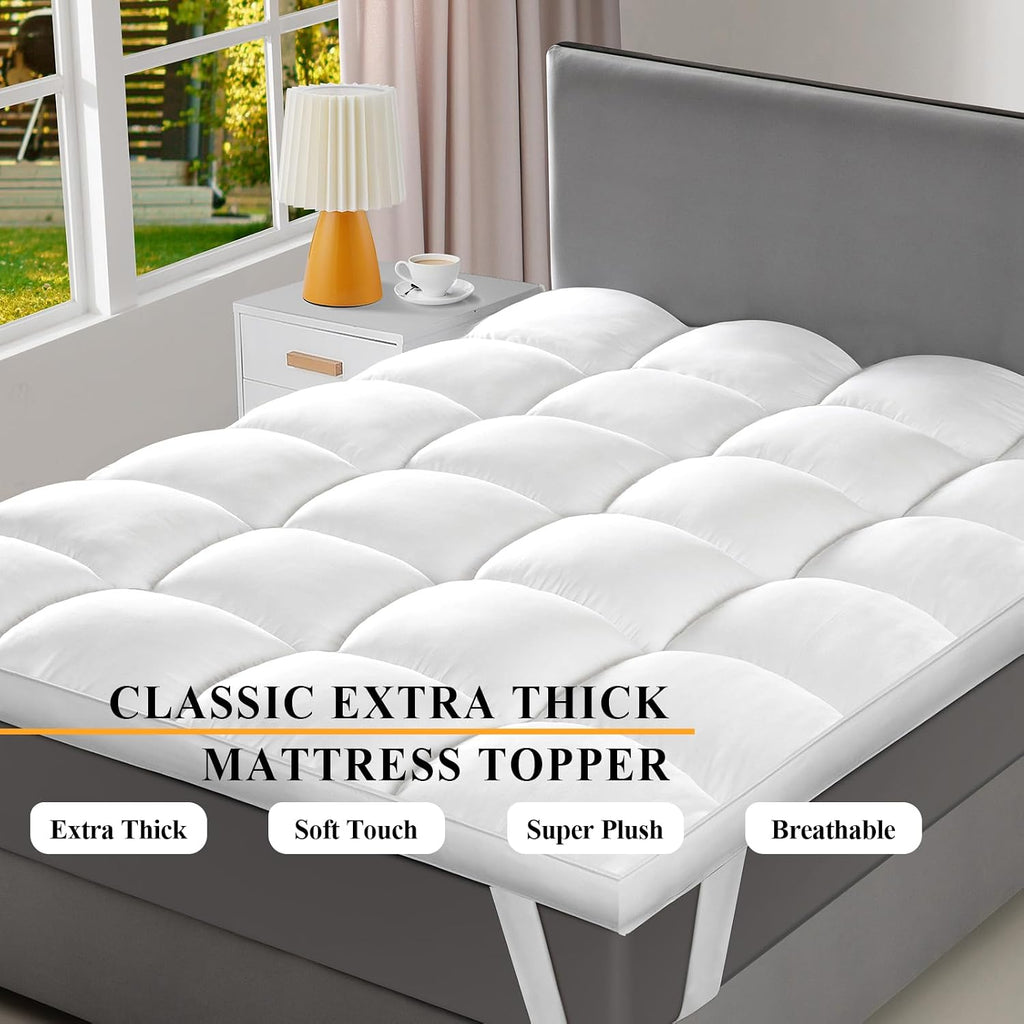1400 GSM King Mattress Topper, Extra Thick Cooling Pillow Top Plush Pad | Breathable, Washable, Ultra soft, Hot