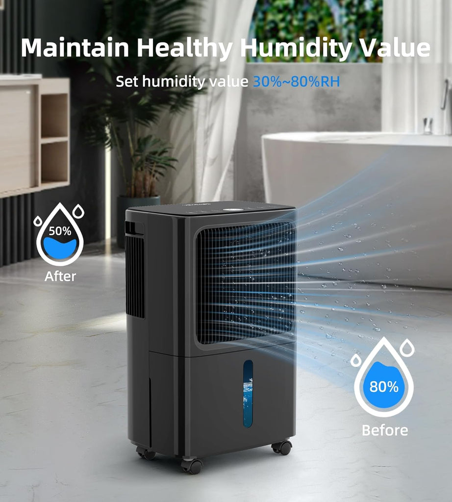2500 Sq.Ft Dehumidifiers for Home with Drain Hose Max 34 Pints, Dehumidifier for Basement, Bathroom, Bedroom