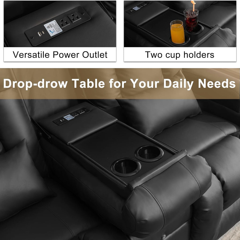 Loveseat Recliner Sofa with Massage and Heat, Power Reclining Loveseat Sofa RV Couch with Console