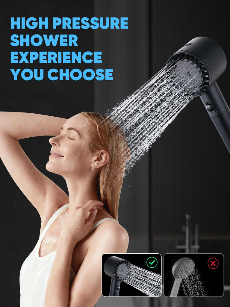 Filtered Shower Head with Handheld, High Pressure 5 Spray Mode Showerhead with Filters, Built-in Power Wash for Hard