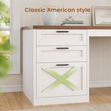 55.1" Farmhouse Office Desk with 3 Drawers, Executive Desk with File Drawer & Storage Shelves