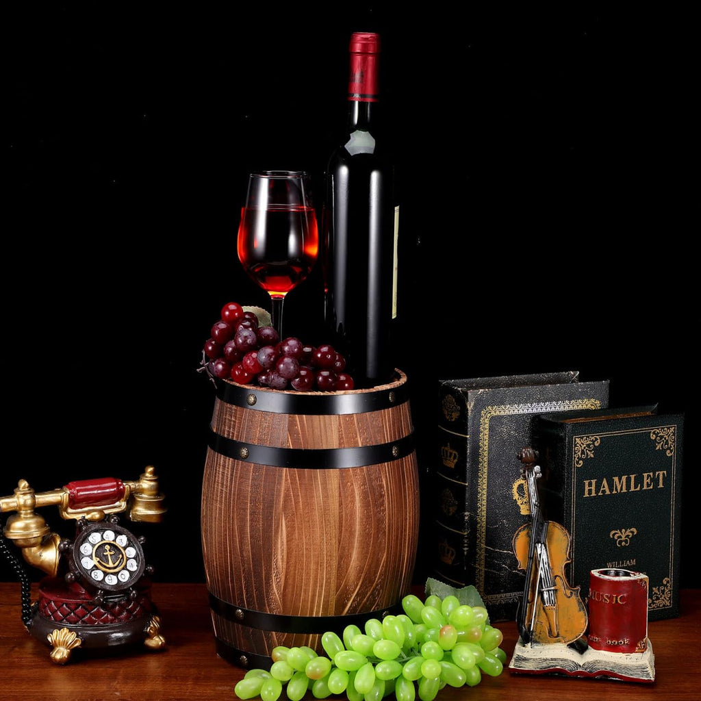 Barrel Decoration Wooden Planter Rustic Wine Barrel Prop 8.2 Inch Antique Style Beer Patio Garden Decor