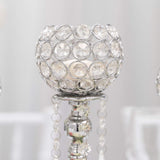 Quintette Candle Holder 5-Arm High Gloss Metallic Metal Tabletop Chandelier with Crystal Dangles, Candelabra, Candle