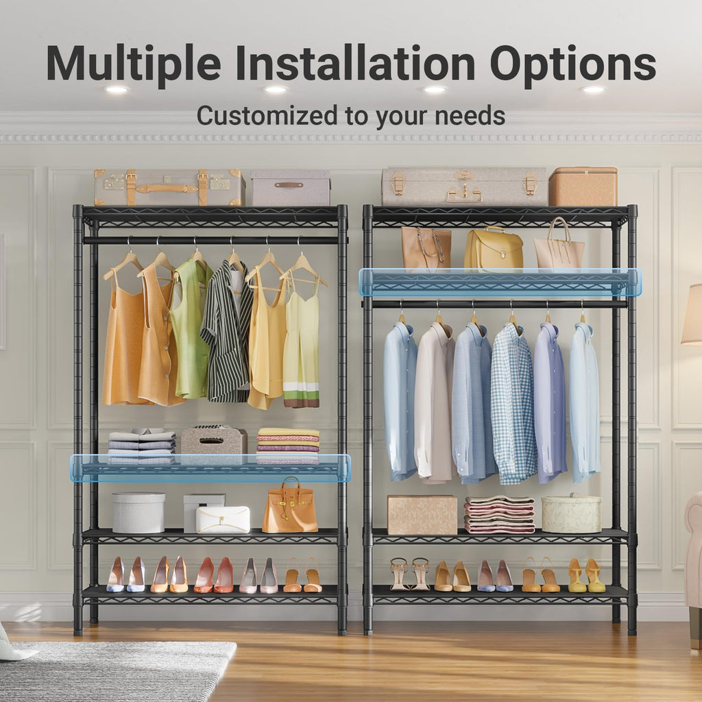 V1 Wire Garment Rack, 4-Tier Clothes Rack, Freestanding Closet, Black