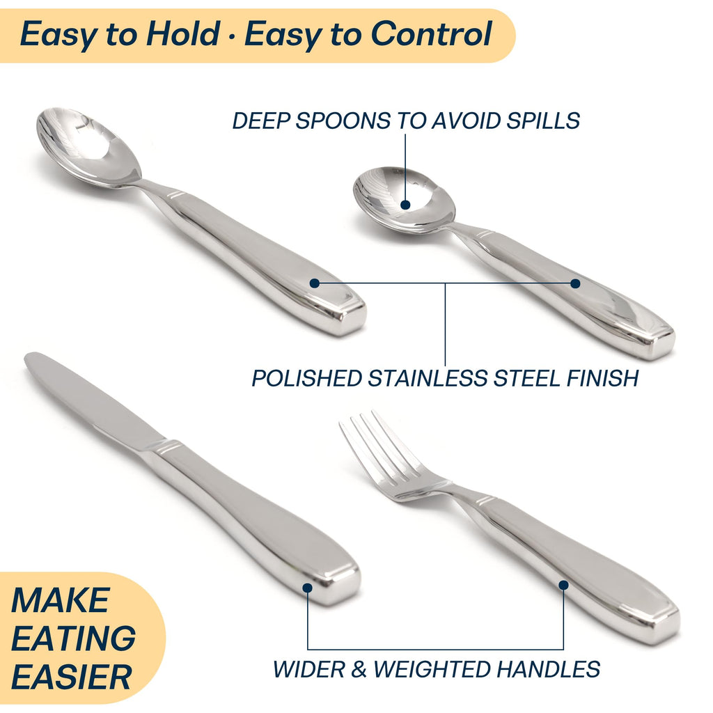 Weighted Utensils for Hand Tremors and Parkinsons Weighted Silverware 4PCS
