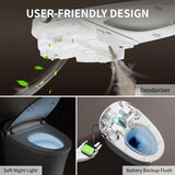 Smart Toilet Auto Open & Close One Piece Tankless Toilet with Bidet Built in Auto Flush Warm Water Air Dryer Heated