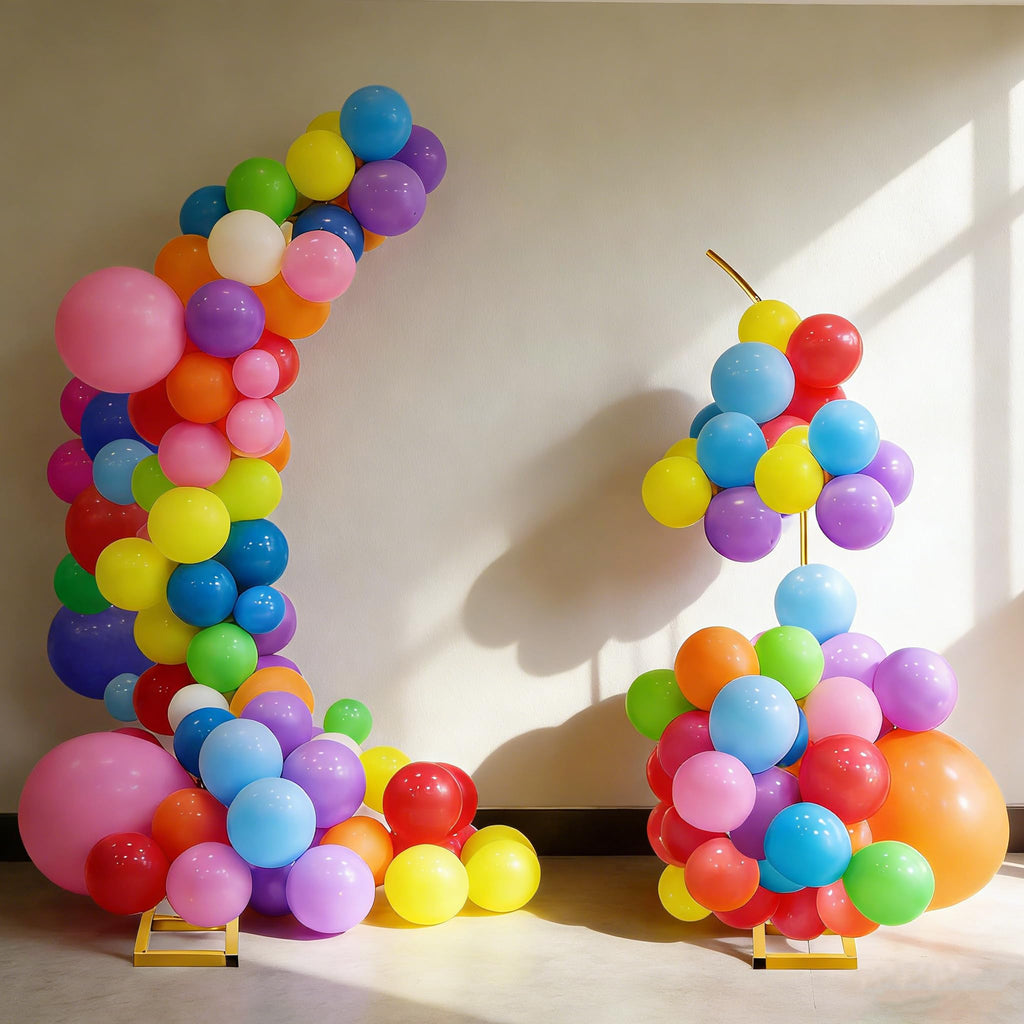 7.2ft and 5.9ft Half Balloon Arch Stand Kit with Heavy Duty Base, Comes with 8 Water Filling Bags - Metal Frame for