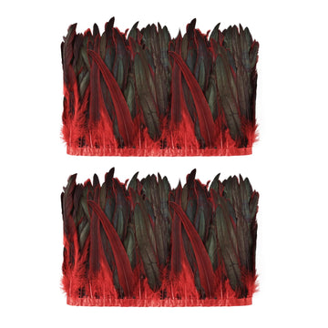 Rooster Feather Trim 8-10 Inch 2 Yards - Natural Feather Fringe for DIY Sewing, Feather Skirt, Shawl, Wings, Wedding