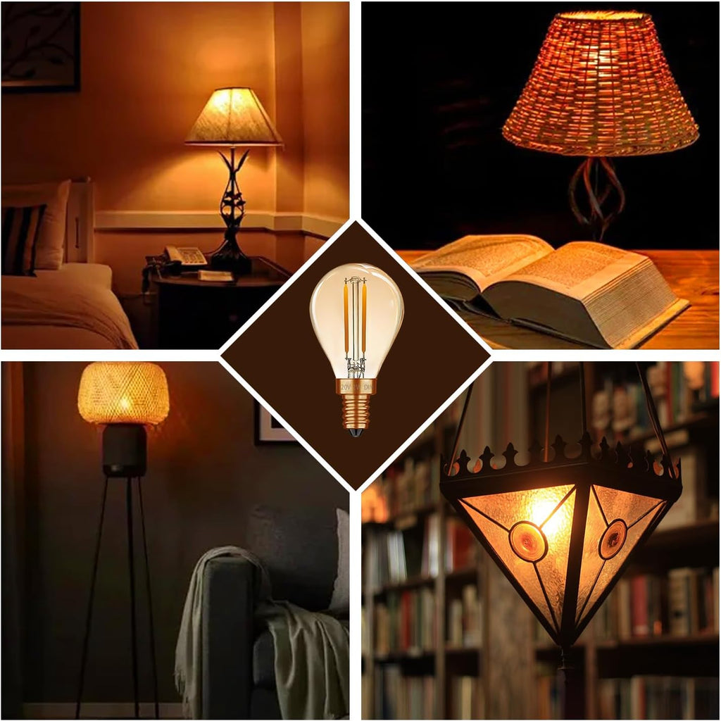 G45 Amber LED Light Bulbs 2W 120V E12 Dimmable Globe Decorative Light Bulbs 25 watt Equivalent Vintage Edison LED