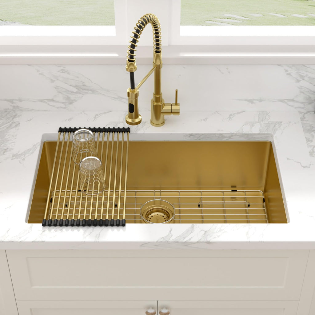 32 Inch Gold Undermount Kitchen Sink - 32 x 19 Inch Kitchen Sink Undermount Gold Stainless Steel Single Bowl