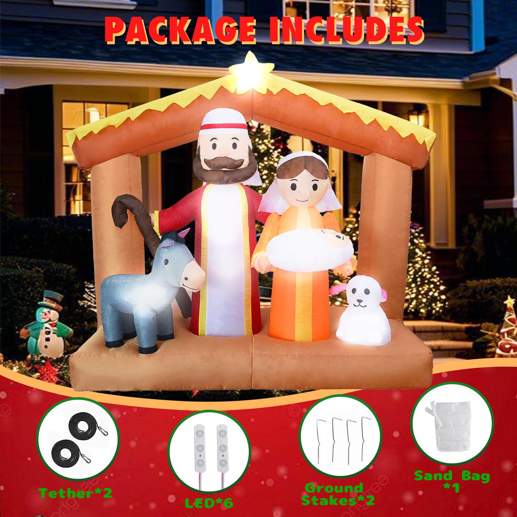 6 FT Christmas Inflatables Nativity Scene Outdoor Decorations