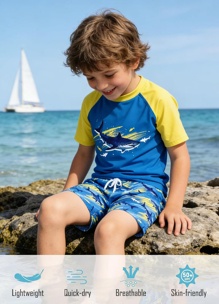 Boys Swim Set Rash Guard Swimsuits Two Piece